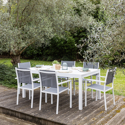 Salon de jardin extensible 10 places de 180/300cm en textilène gris - aluminium blanc VENEZIA